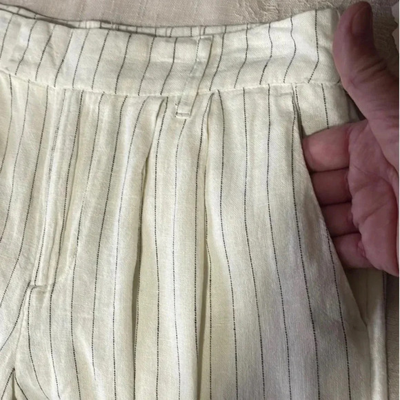 A NEW DAY linen blend wide leg pin striped pants ivory trousers womens size 4 - Picture 7 of 12
